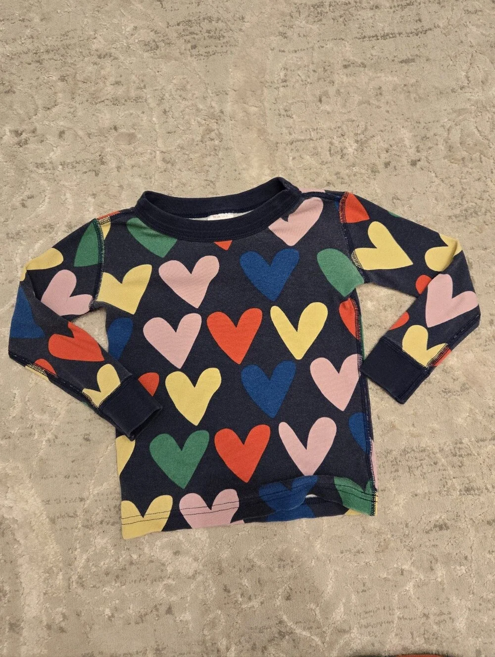 Hanna Andersson Navy Blue Multicolored Heart Print 2pc Pajama Set